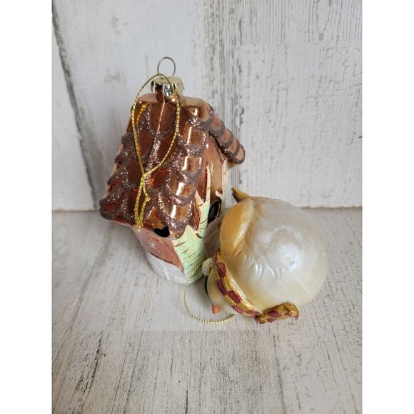 Bird house AS IS forest snow ornament Xmas set unique - Picture 5 of 8